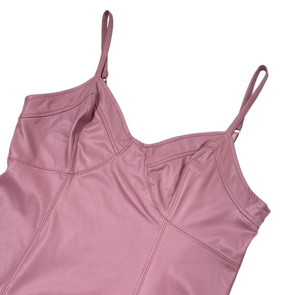 Free People Barbiecore SZ S Pink Faux Leather Mini Dress - Picture 3 of 9